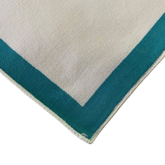 Lot of 6 Cloth Napkins Ivory Blue Stripe 14" x 13.25" Cotton Dining Vintage - Picture 3 of 4